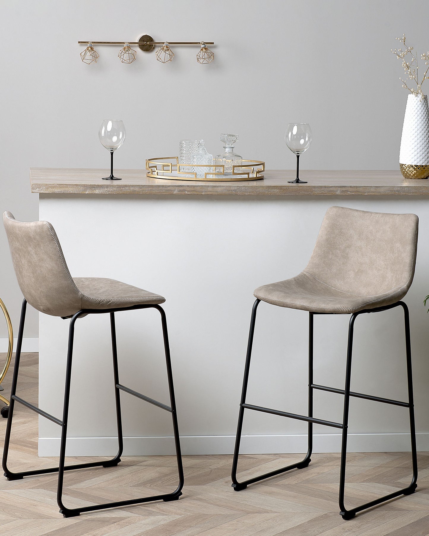 Set mit 2 Barstühlen FRANKS Beige