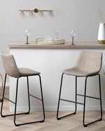 Set mit 2 Barstühlen FRANKS Beige