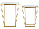 Beistelltisch 2er Set Glas / Metall Spiegeleffekt gold achteckig SIERRA