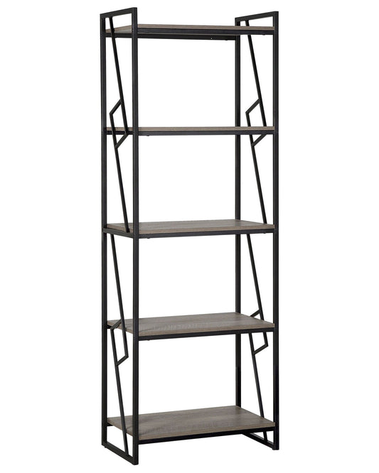 Bücherregal mit 5 Fächern FORRES 184 cm Braun / Schwarz
