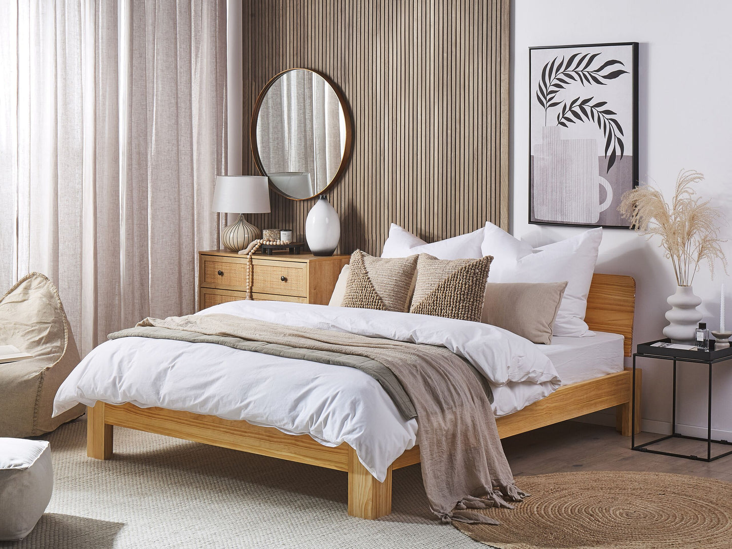 Bett mit Lattenrost Kiefernholz ROYAN 160 x 200 cm Hellbraun
