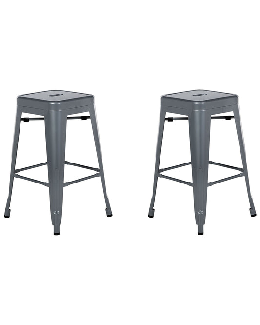 Set mit 2 Barhockern CABRILLO Metall Grau