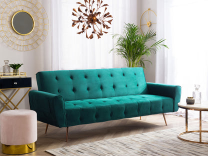 Schlafsofa SELNES Smaragdgrün Samtstoff