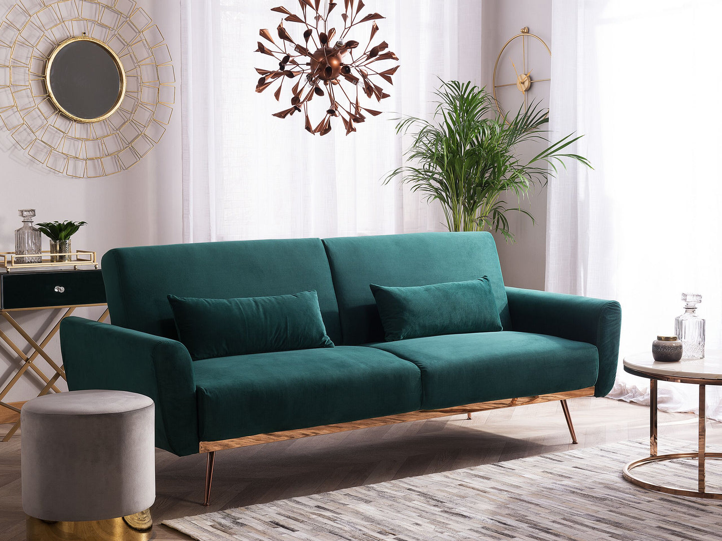 3 Sitzer Sofa EINA Smaragdgrün Samtstoff