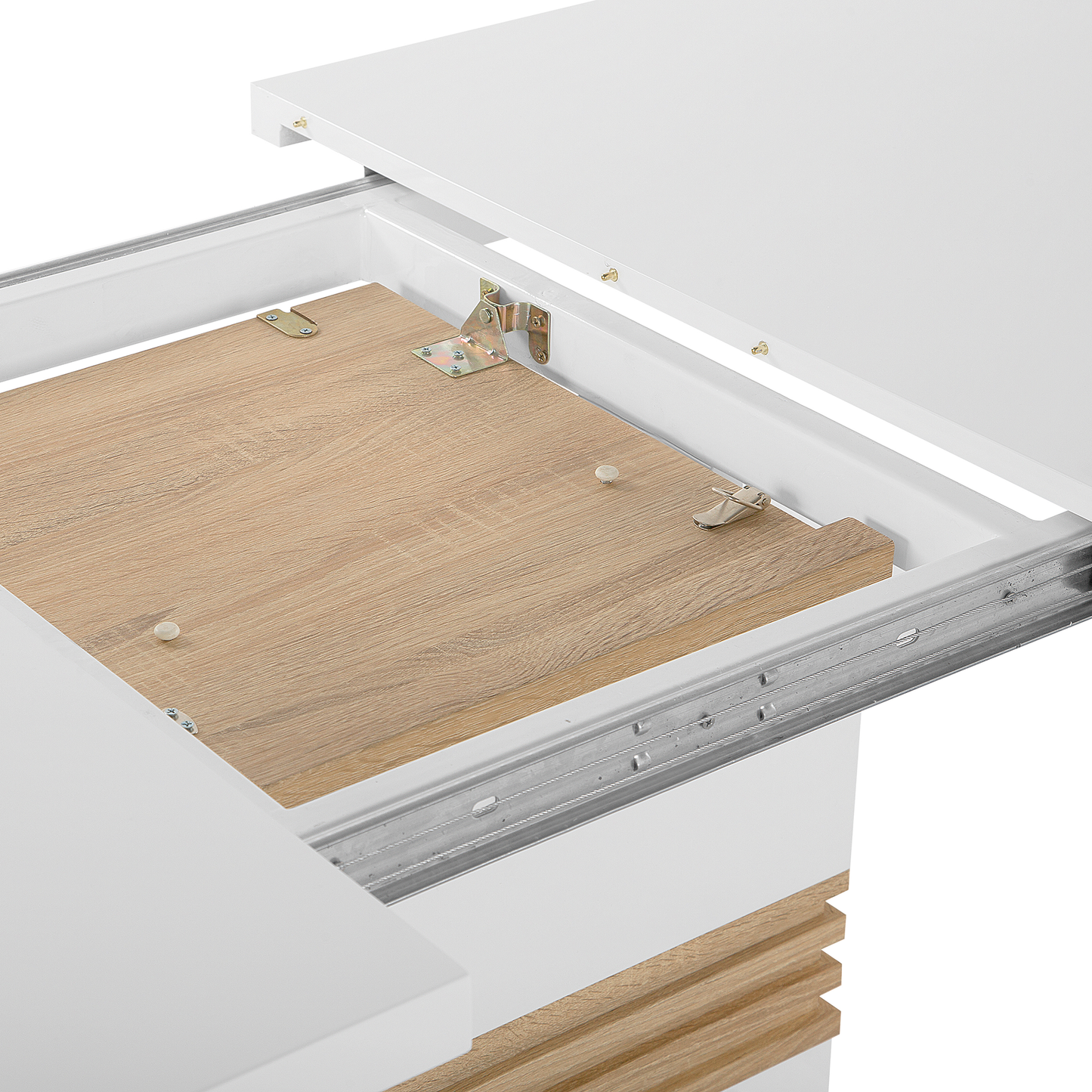 Esstisch weiss / heller Holzfarbton 160/200 x 90 cm ausziehbar SANTANA