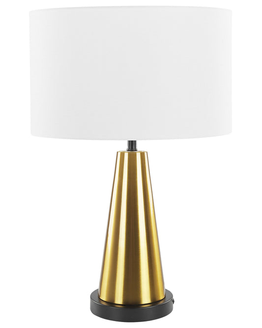 Tischlampe hellbeige / gold 60 cm Trommelform SANDON