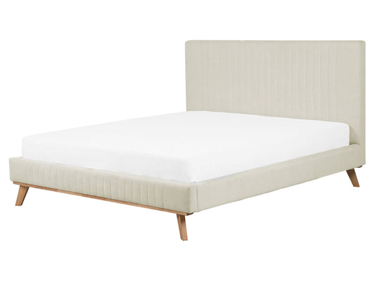 Bett mit Lattenrost Chenillegewebe TALENCE 160 x 200 cm Hellbeige
