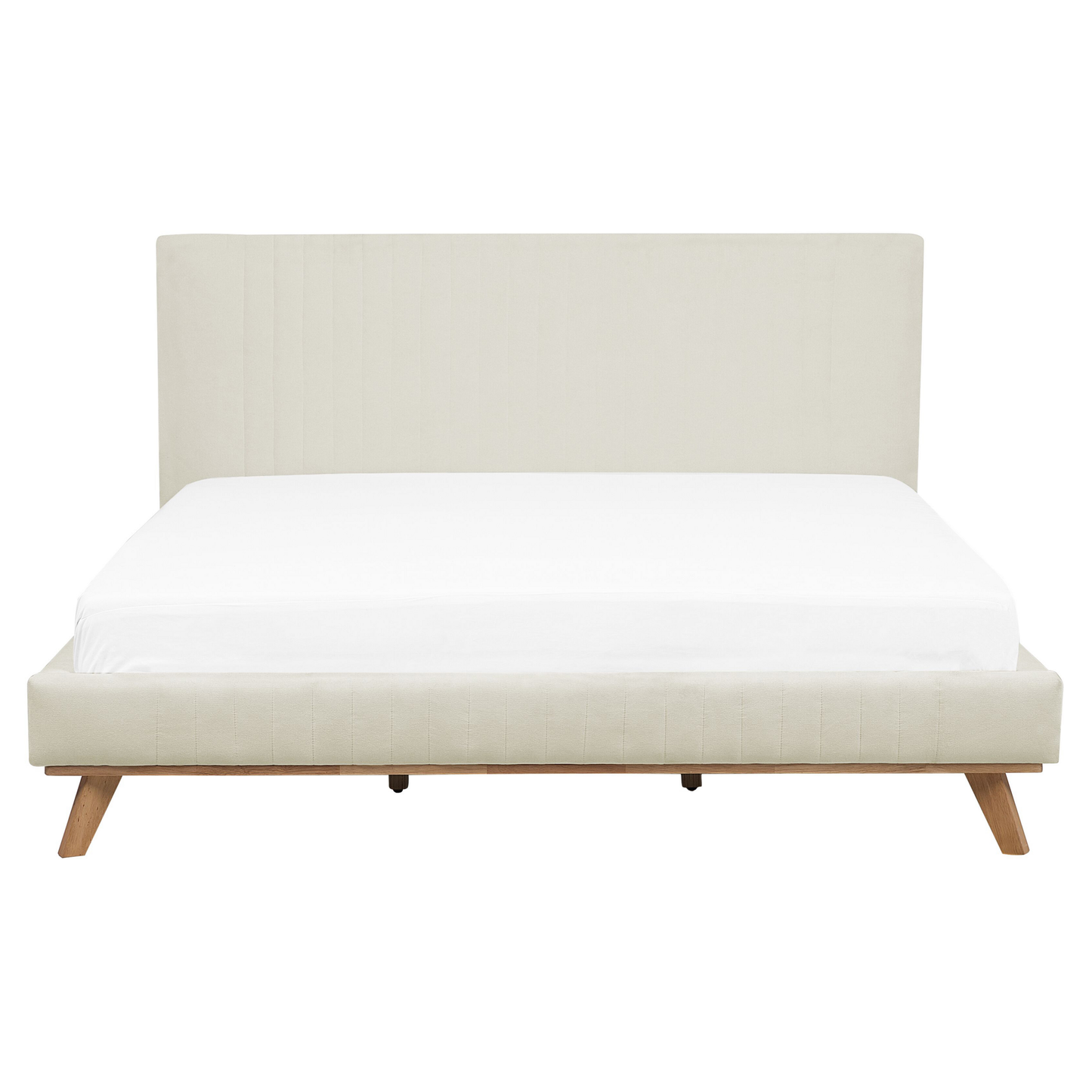 Bett mit Lattenrost Chenillegewebe TALENCE 160 x 200 cm Hellbeige