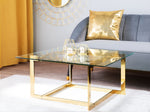 Couchtisch Glas / Edelstahl gold quadratisch 80 x 80 cm CRYSTAL