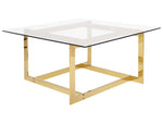 Couchtisch Glas / Edelstahl gold quadratisch 80 x 80 cm CRYSTAL