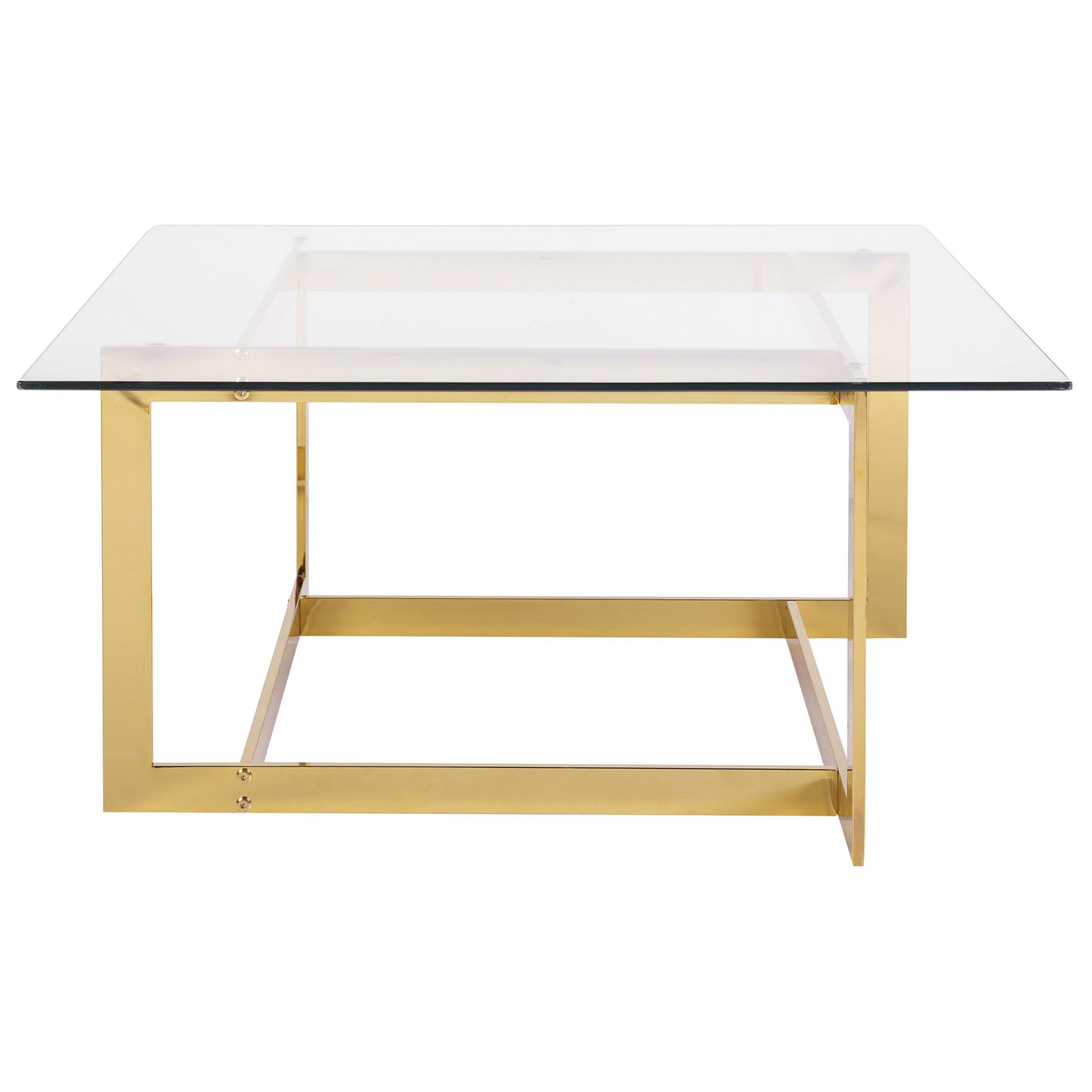 Couchtisch Glas / Edelstahl gold quadratisch 80 x 80 cm CRYSTAL