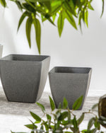 Blumenkübel ZELI Stein 34 cm Dunkelgrau