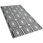 Outdoor Teppich schwarz 90 x 180 cm geometrisches Muster zweiseitig Kurzflor BIDAR
