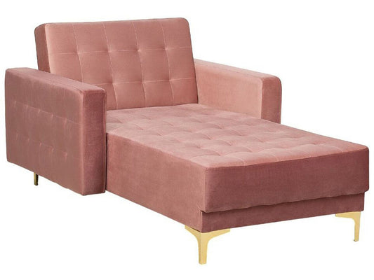 Chaiselongue Samtstoff rosa / gold ABERDEEN