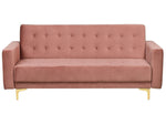 Schlafsofa 3-Sitzer Samtstoff rosa ABERDEEN