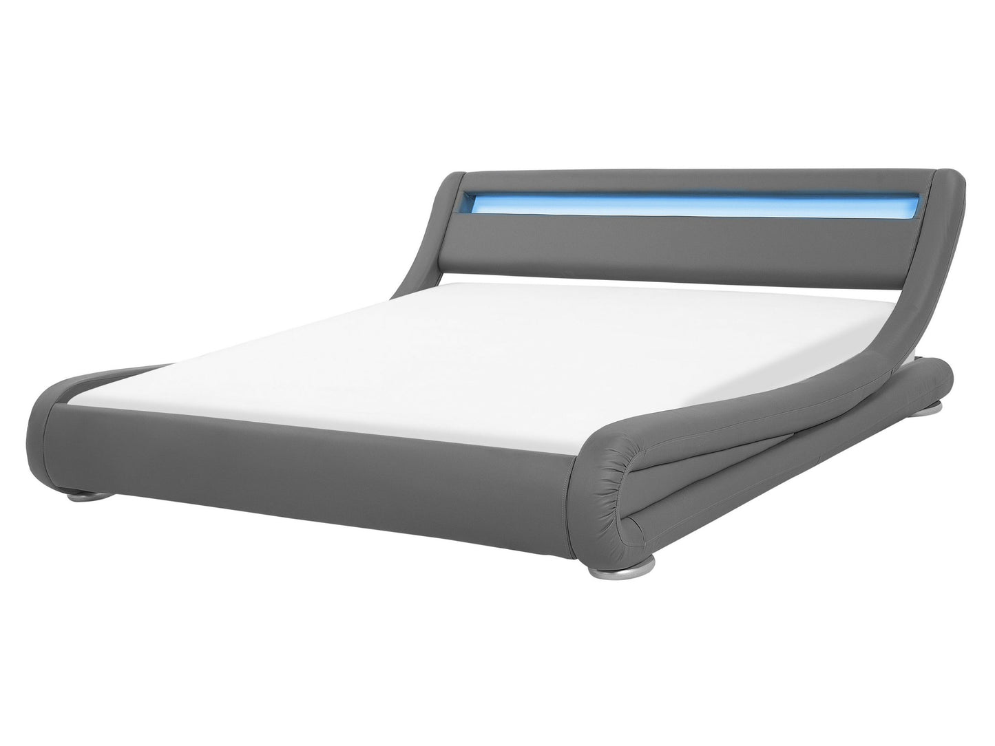 Wasserbett Kunstleder grau 160 x 200 cm mit LED-Beleuchtung AVIGNON