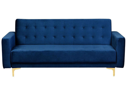 Schlafsofa 3-Sitzer Samtstoff marineblau ABERDEEN