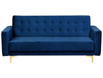 Schlafsofa 3-Sitzer Samtstoff marineblau ABERDEEN