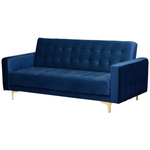 Schlafsofa 3-Sitzer Samtstoff marineblau ABERDEEN