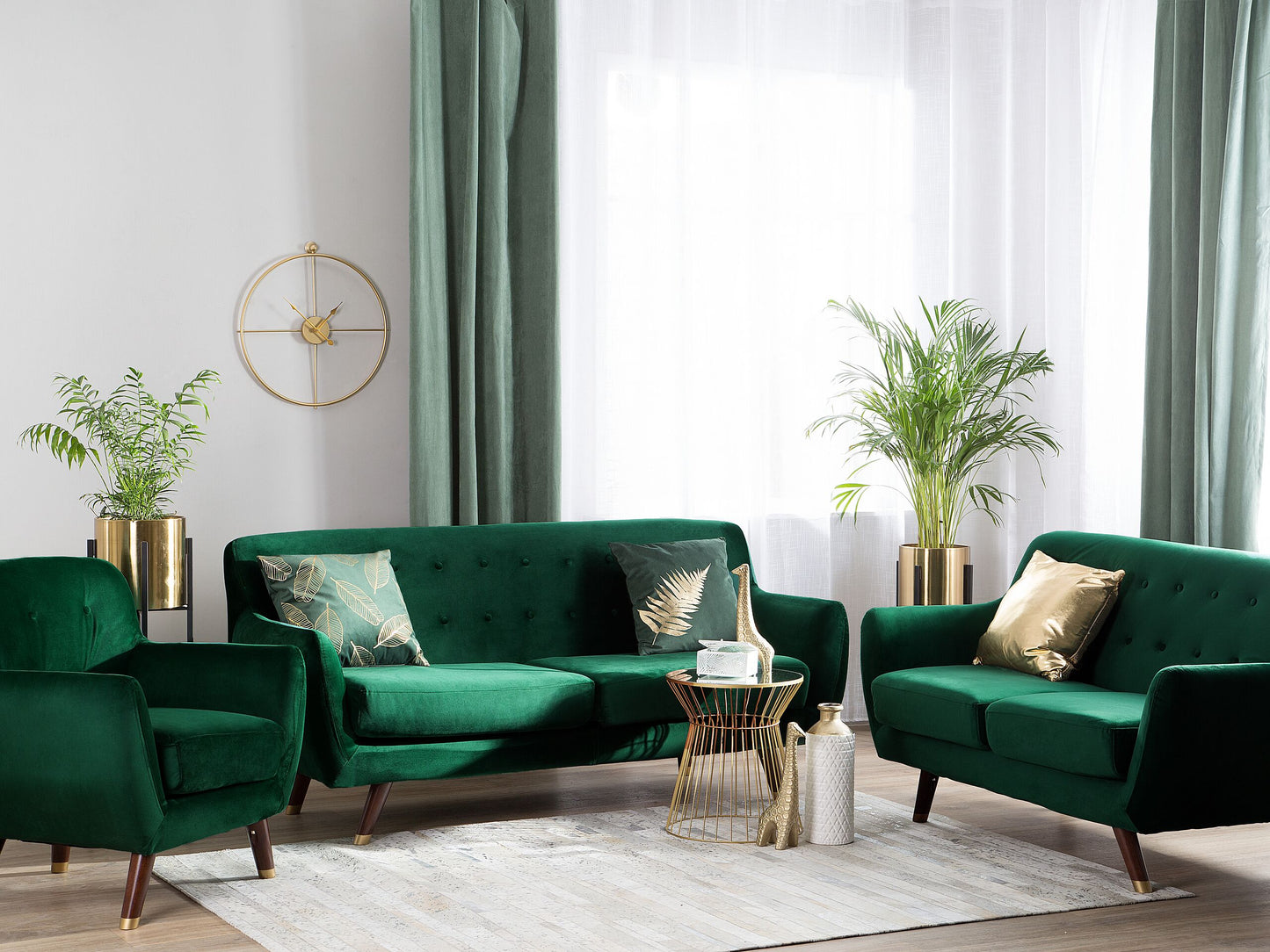 Sofa Set Samtstoff smaragdgrün 6-Sitzer BODO