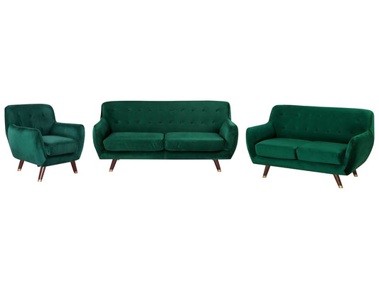 Sofa Set Samtstoff smaragdgrün 6-Sitzer BODO