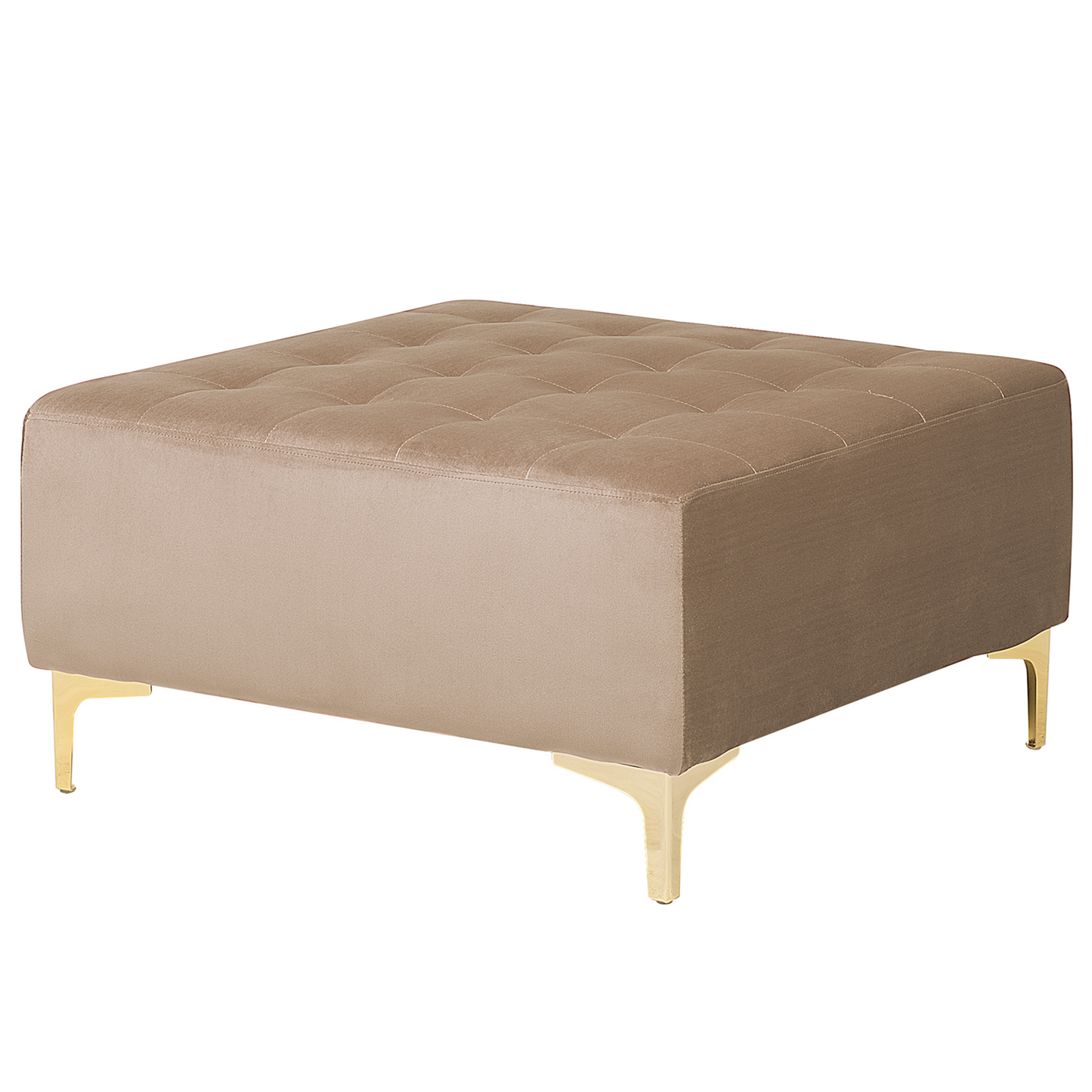 Schlafsofa Samtstoff sandbeige rechtsseitig mit Ottomane ABERDEEN