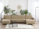 Schlafsofa U-förmig Samtstoff sandbeige ABERDEEN