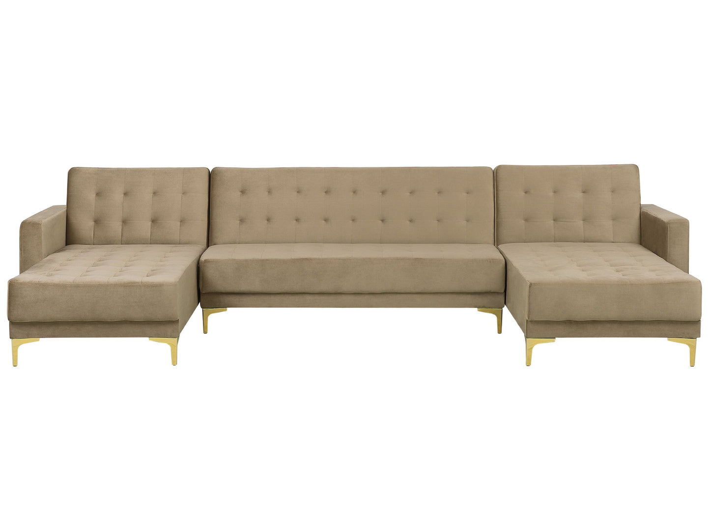 Schlafsofa U-förmig Samtstoff sandbeige ABERDEEN