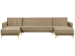 Schlafsofa U-förmig Samtstoff sandbeige ABERDEEN