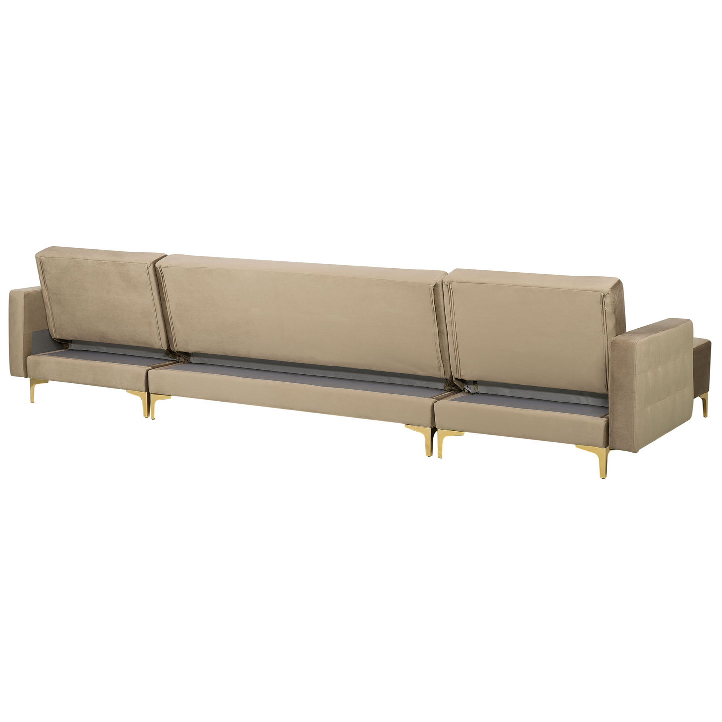 Schlafsofa U-förmig Samtstoff sandbeige ABERDEEN
