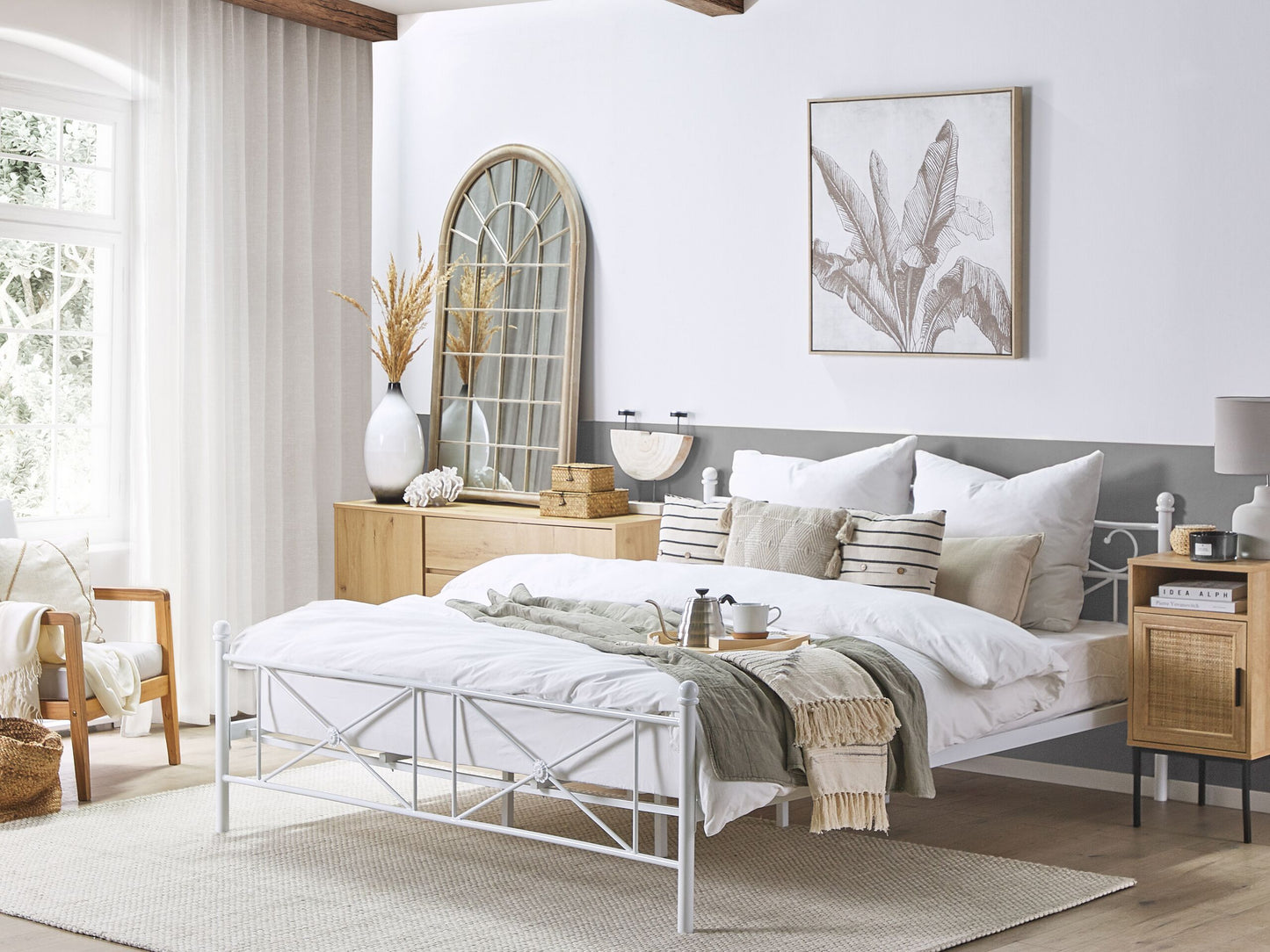 Bett mit Lattenrost Metall RODEZ 180 x 200 cm Weiss