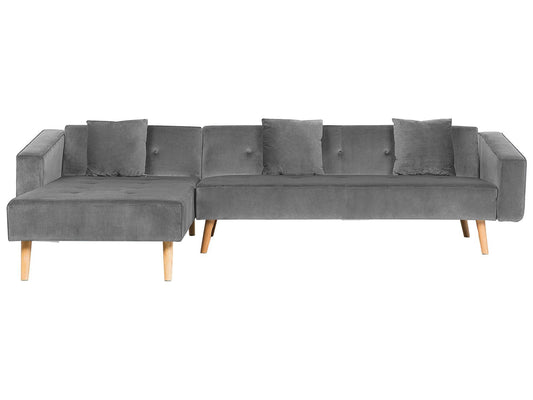 Ecksofa VADSO Grau Samtstoff Rechtsseitig