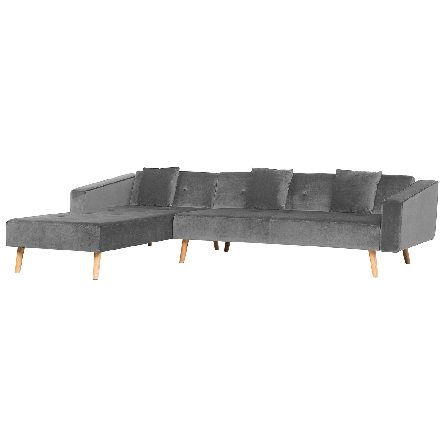 Ecksofa VADSO Grau Samtstoff Rechtsseitig