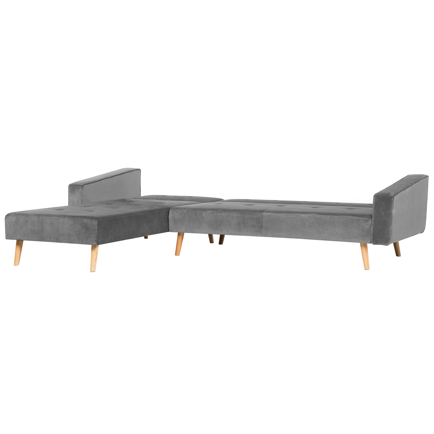 Ecksofa VADSO Grau Samtstoff Rechtsseitig