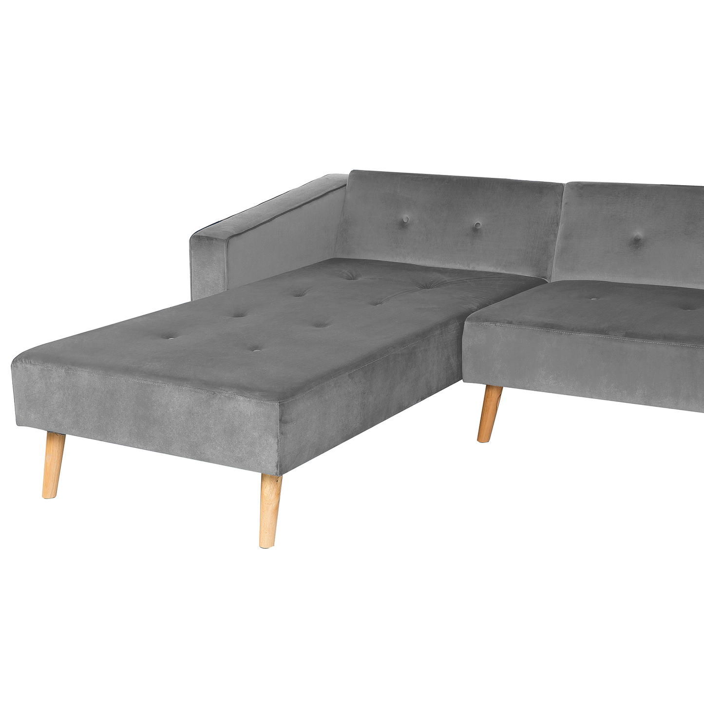 Ecksofa VADSO Grau Samtstoff Rechtsseitig