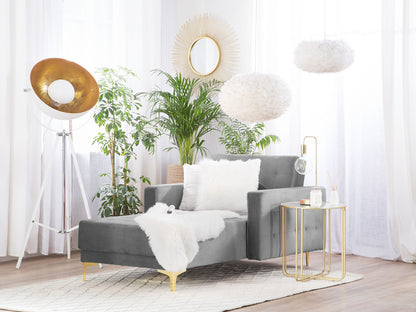Chaiselongue Samtstoff grau / gold ABERDEEN