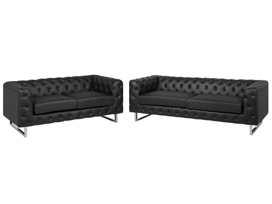 Sofa Set Kunstleder schwarz 5-Sitzer VISSLAND