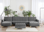 U-förmiges Sofa mit Ottomane Samtstoff Symmetrisch Grau ABERDEEN