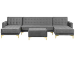 U-förmiges Sofa mit Ottomane Samtstoff Symmetrisch Grau ABERDEEN