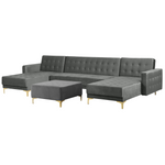 U-förmiges Sofa mit Ottomane Samtstoff Symmetrisch Grau ABERDEEN