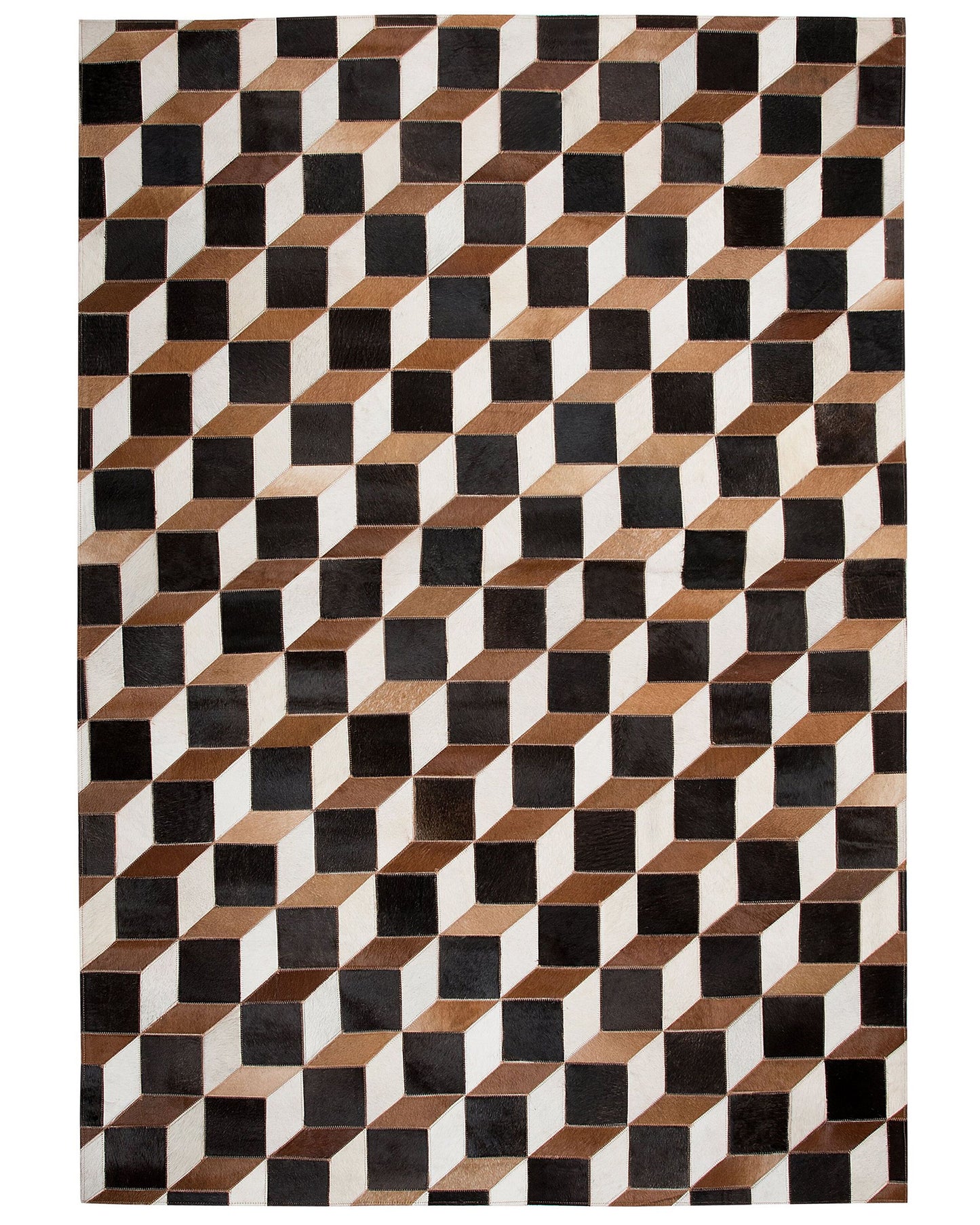 Teppich Kuhfell braun 160 x 230 cm Patchwork Kurzflor ALPKOY