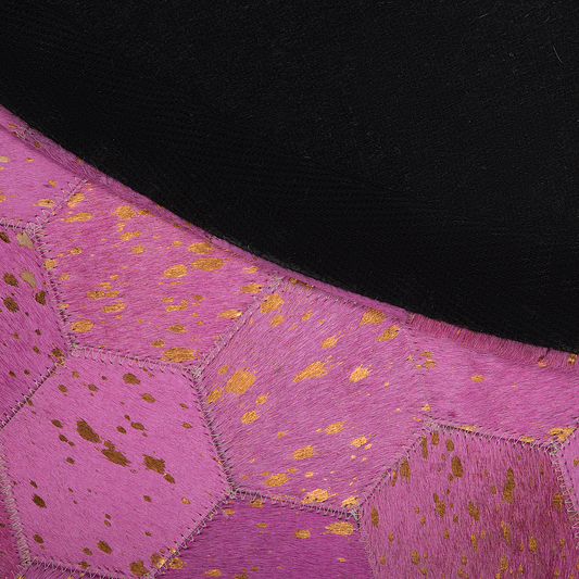 Teppich Kuhfell rosa ⌀ 140 cm Patchwork Kurzflor ZEYTIN