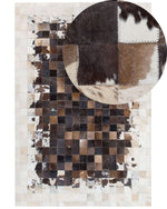 Teppich Kuhfell braun / beige 160 x 230 cm Patchwork Kurzflor OKCULU
