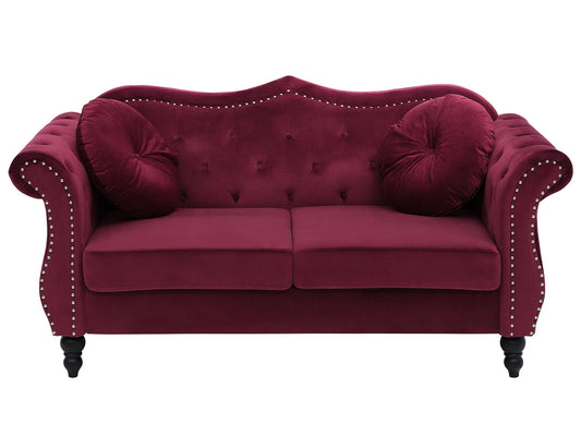 2-Sitzer Sofa Samtstoff burgunderrot SKIEN