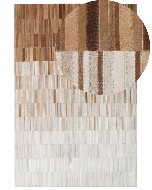 Teppich Kuhfell beige 140 x 200 cm Patchwork Kurzflor YAGDA
