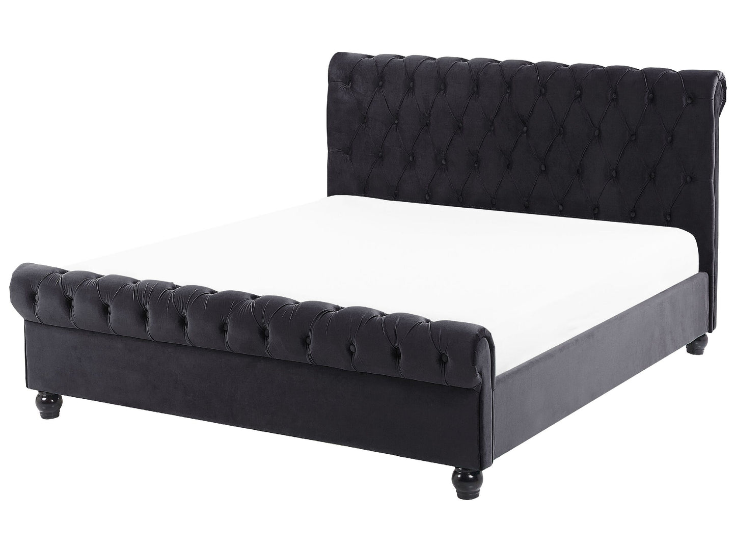 Bett mit Lattenrost Samtstoff AVALLON 140 x 200 cm Schwarz