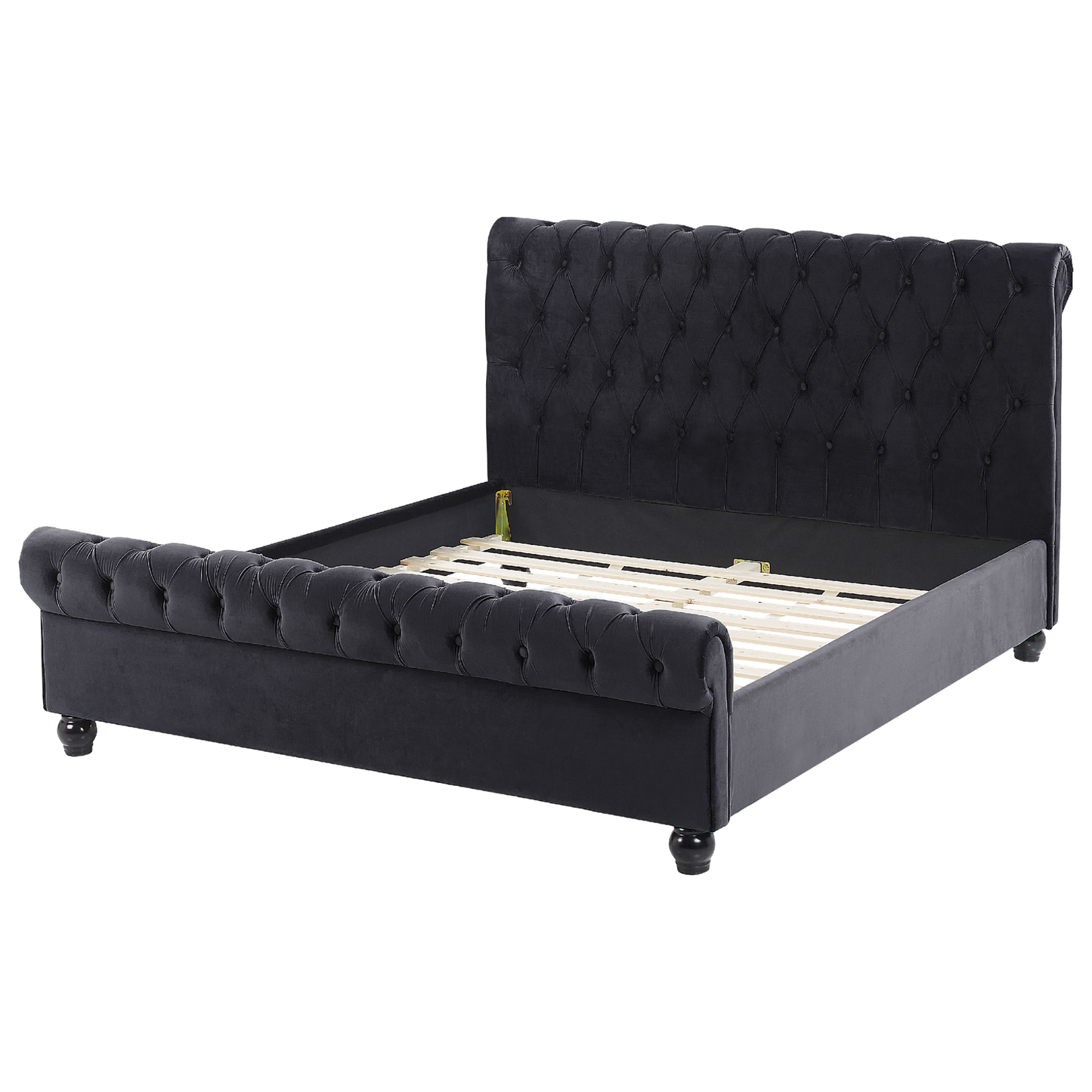 Bett mit Lattenrost Samtstoff AVALLON 140 x 200 cm Schwarz