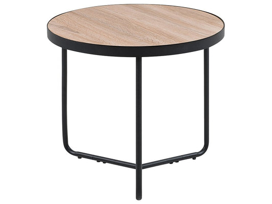 Kaffeetisch heller Holzfarbton / schwarz ⌀ 50 cm MELODY klein