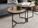 Couchtisch 2er Set Holzoptik hellbraun / schwarz klein und mittelgross rund  MELODY