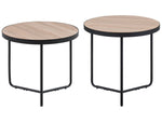 Couchtisch 2er Set Holzoptik hellbraun / schwarz klein und mittelgross rund  MELODY